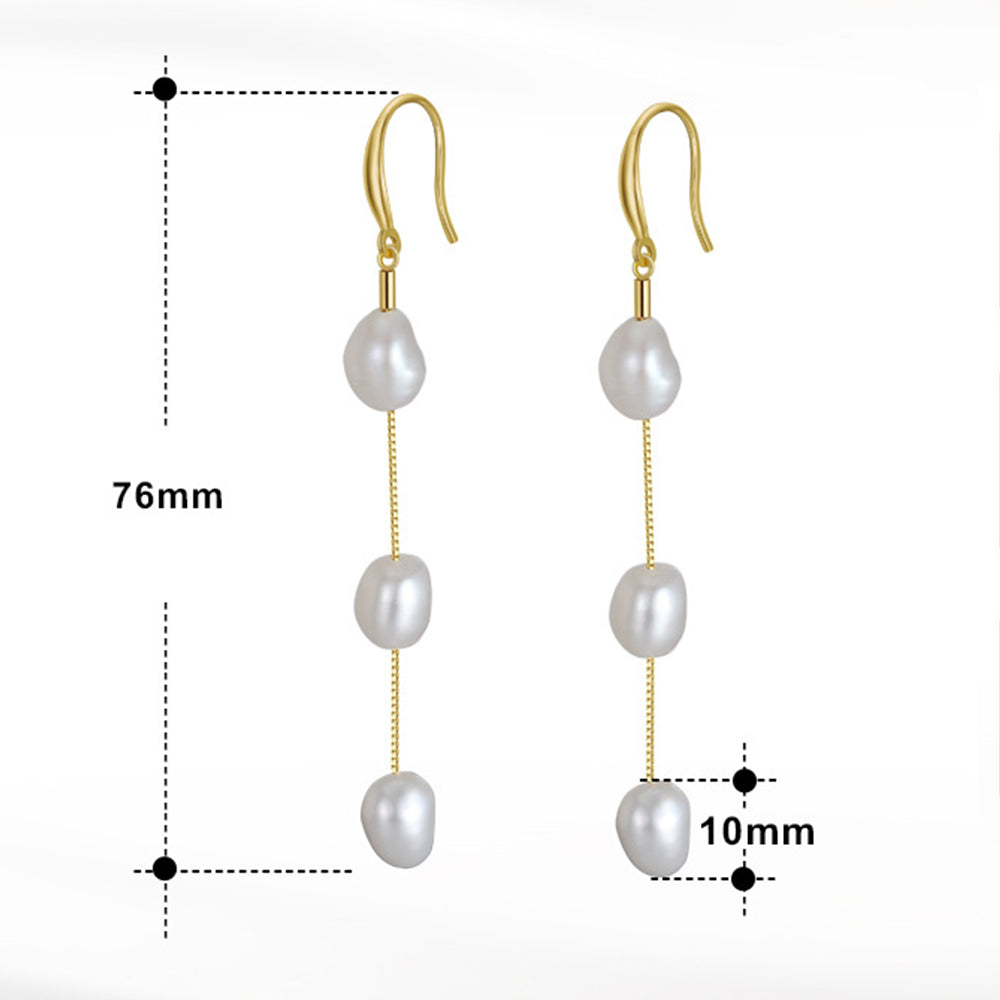 925 Sterling Silver Natural Pearl Earrings Fashion Jewelry Gift for Women Girl