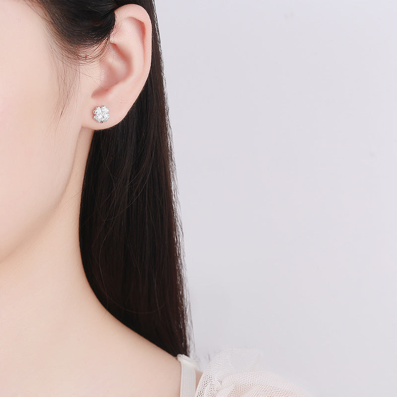 925 Sterling Silver Zircon Screw Back Stud Earrings