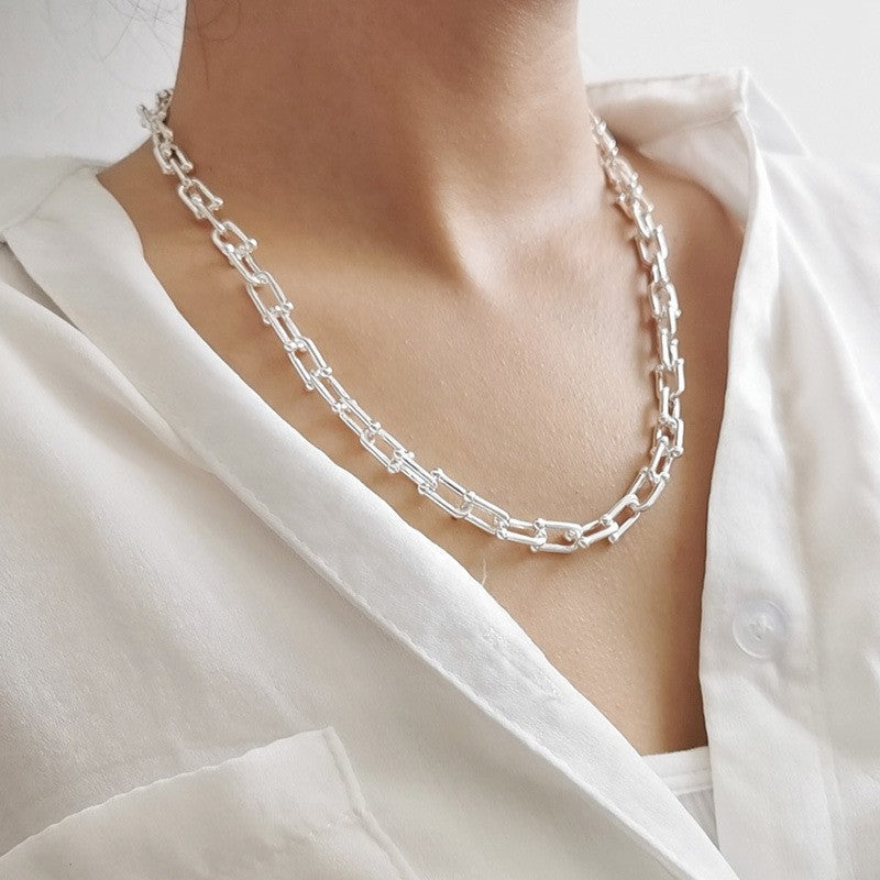 925 Sterling Silver U Shaped Link Chain