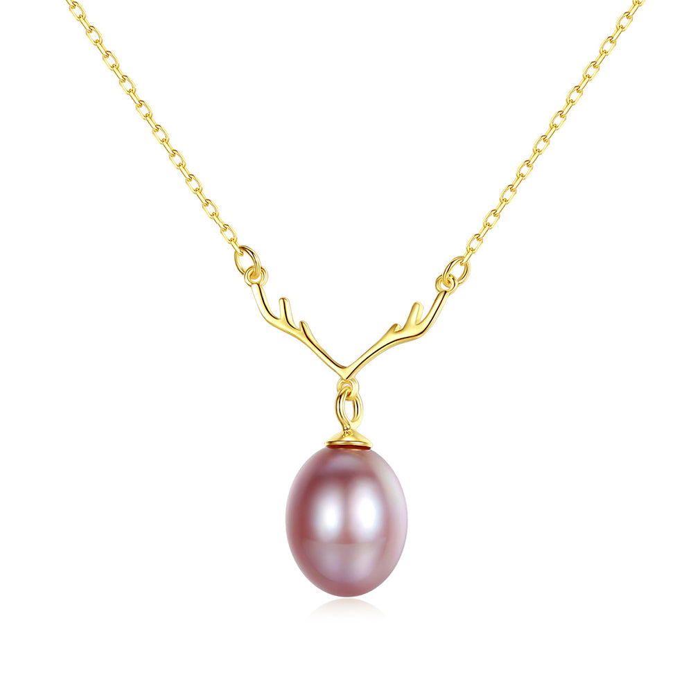 925 Sterling Silver Natural Pearl Drop Necklace Fashion Jewelry Gift for Women Girls