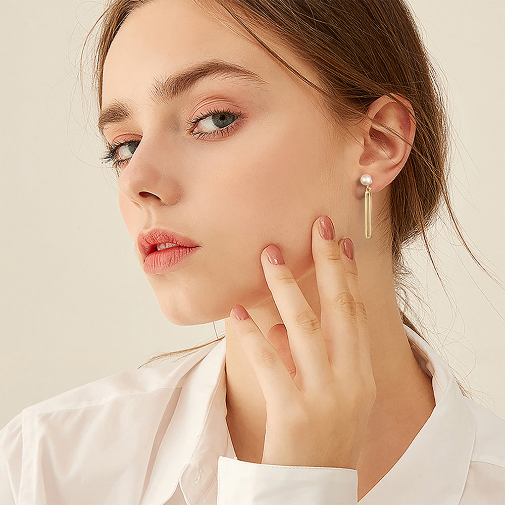 925 Sterling Silver Natural Pearl Earrings Fashion Jewelry Gift for Women Girl