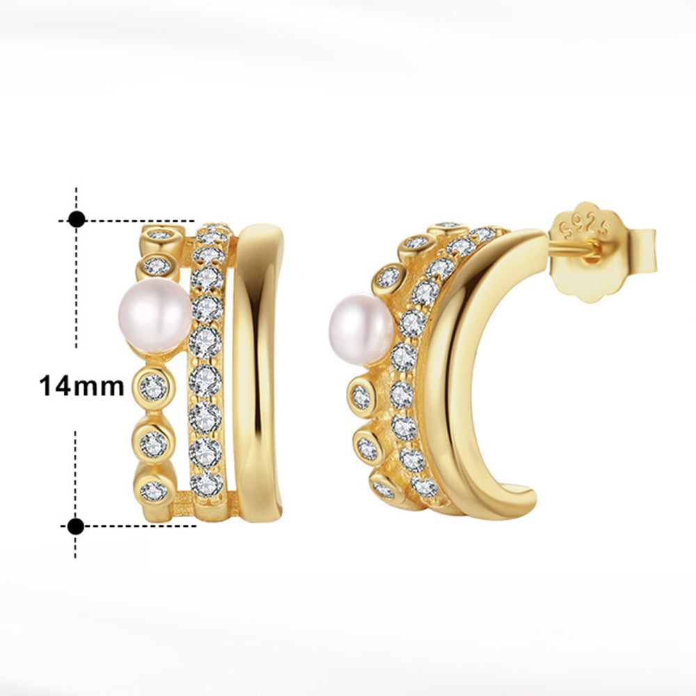 925 Sterling Silver Natural Pearl Earrings Fashion Jewelry Gift for Women Girl