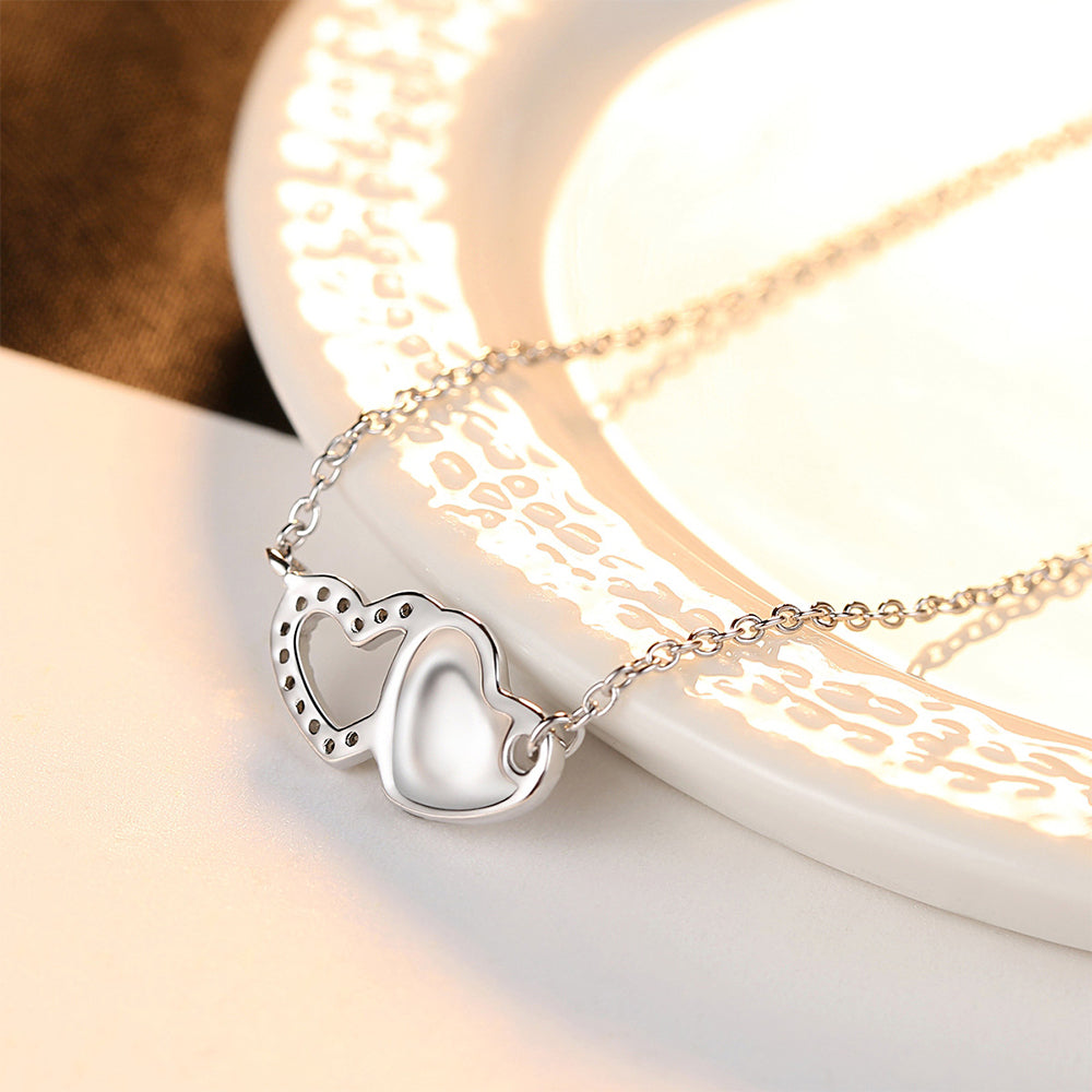 925 Sterling Silver Heart Necklace Fashion Jewelry Gift for Women Girls