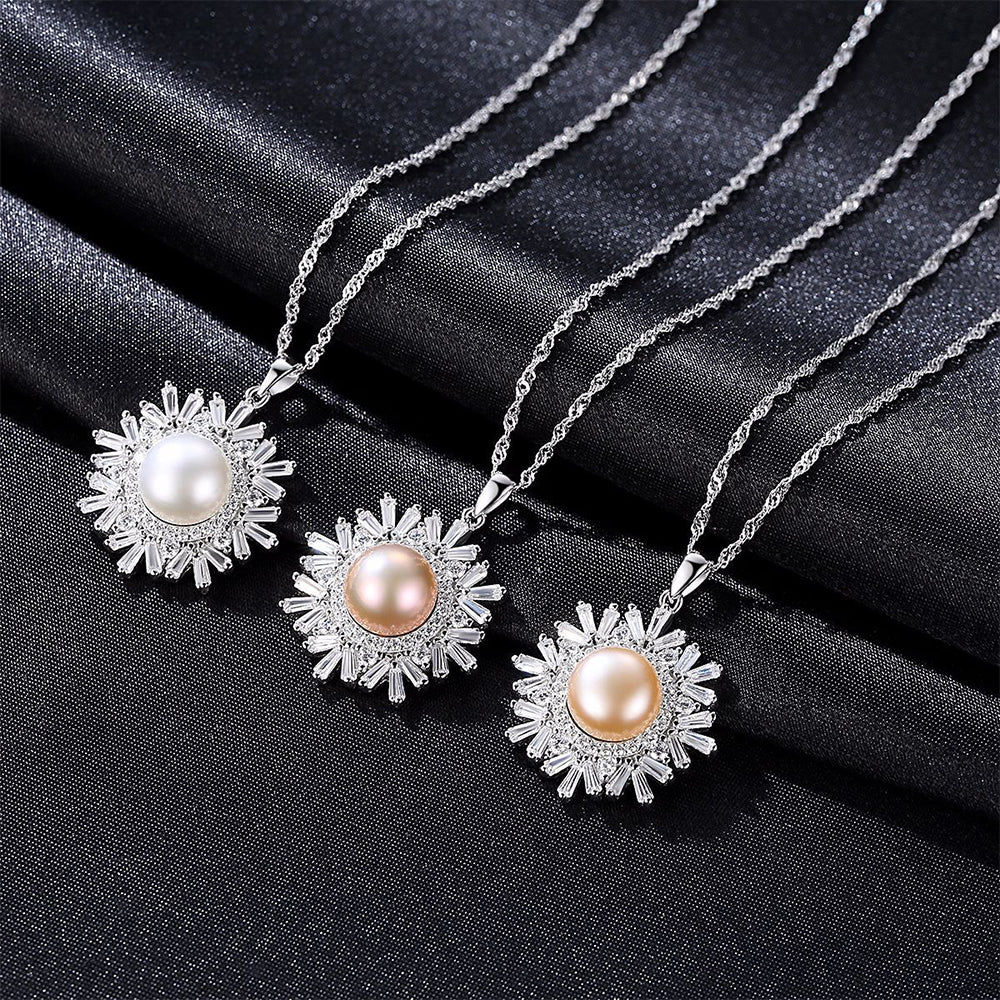 925 Sterling Silver Natural Pearl Drop Necklace Fashion Jewelry Gift for Women Girls