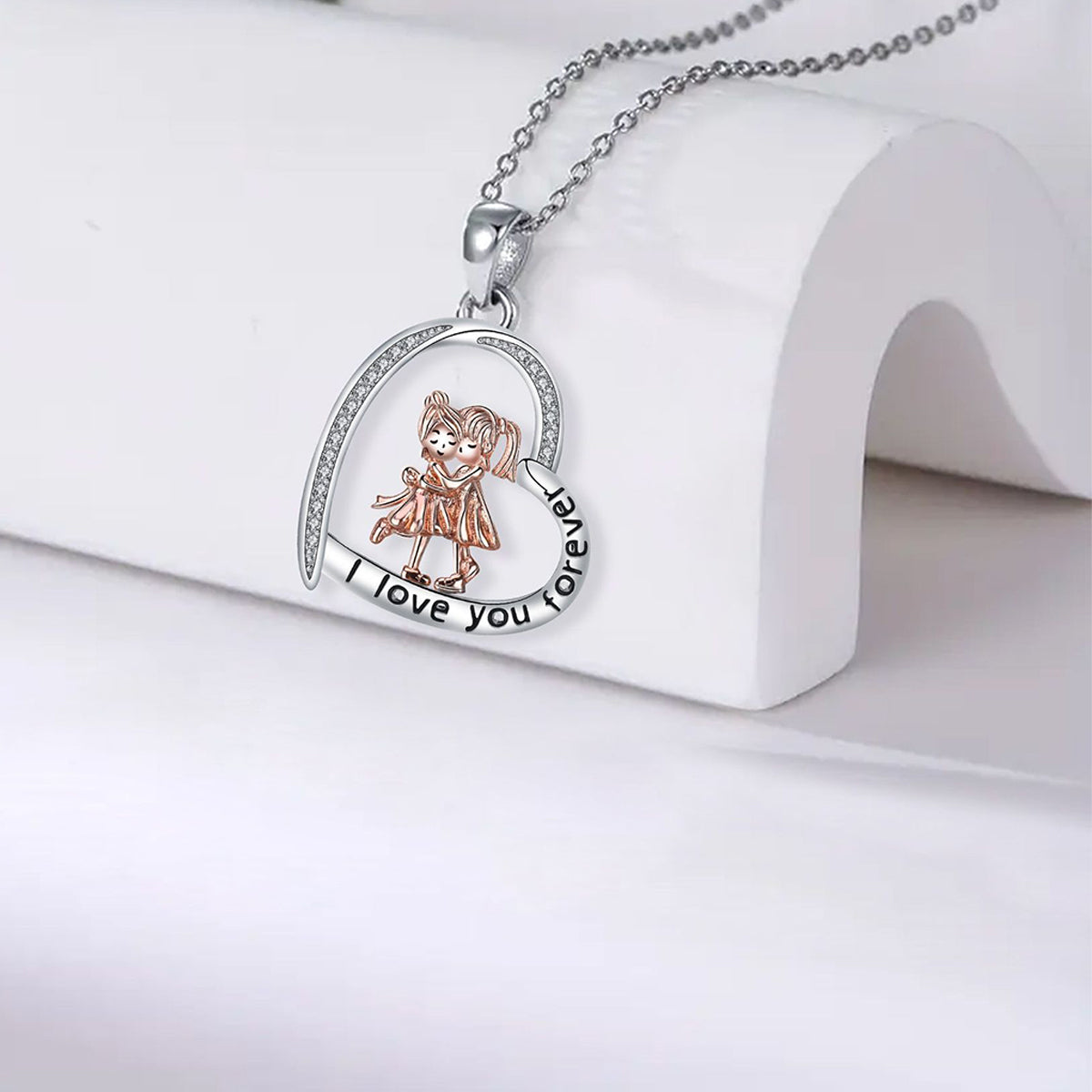 Copper With Silver/Rosegold Plated Heart Pendant Necklace