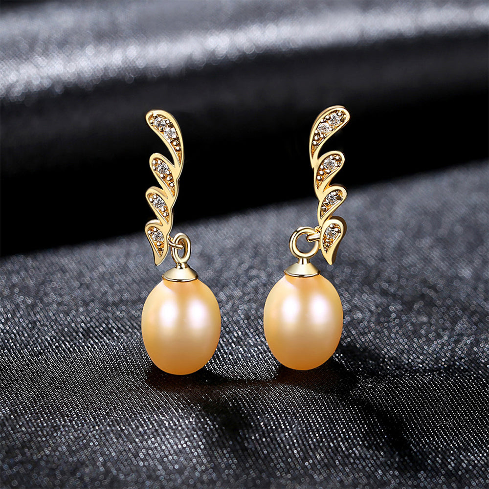 Pendientes colgantes de perla natural de plata de ley 925, joyería de moda, regalo para mujeres y niñas.