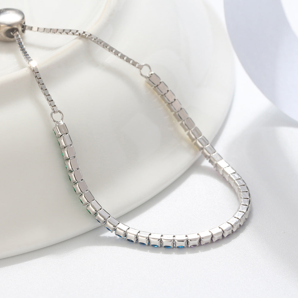 925 Sterling Silver Tennis Adjustable Bracelet
