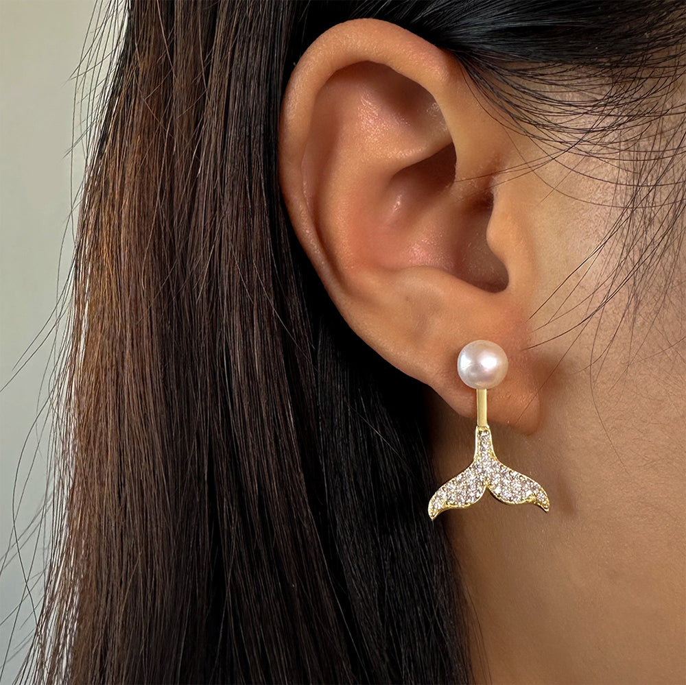 925 Sterling Silver Natural Pearl Earrings Fashion Jewelry Gift for Women Girl