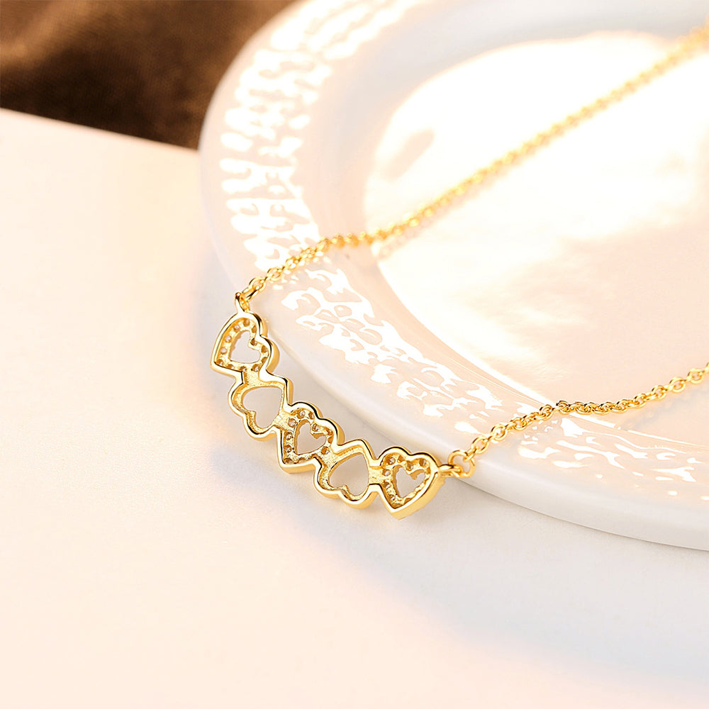925 Sterling Silver Heart Necklace Fashion Jewelry Gift for Women Girls