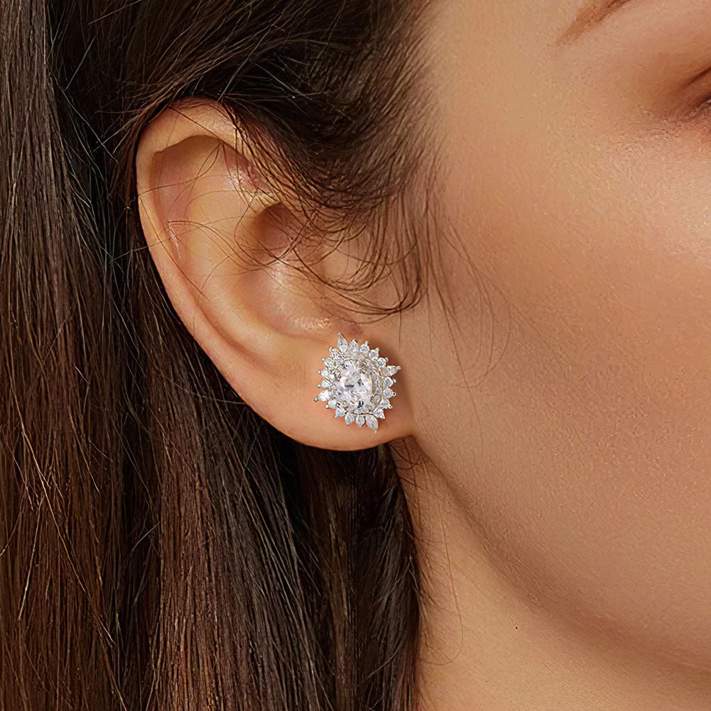 925 Sterling Silver Big Zircon Earrings