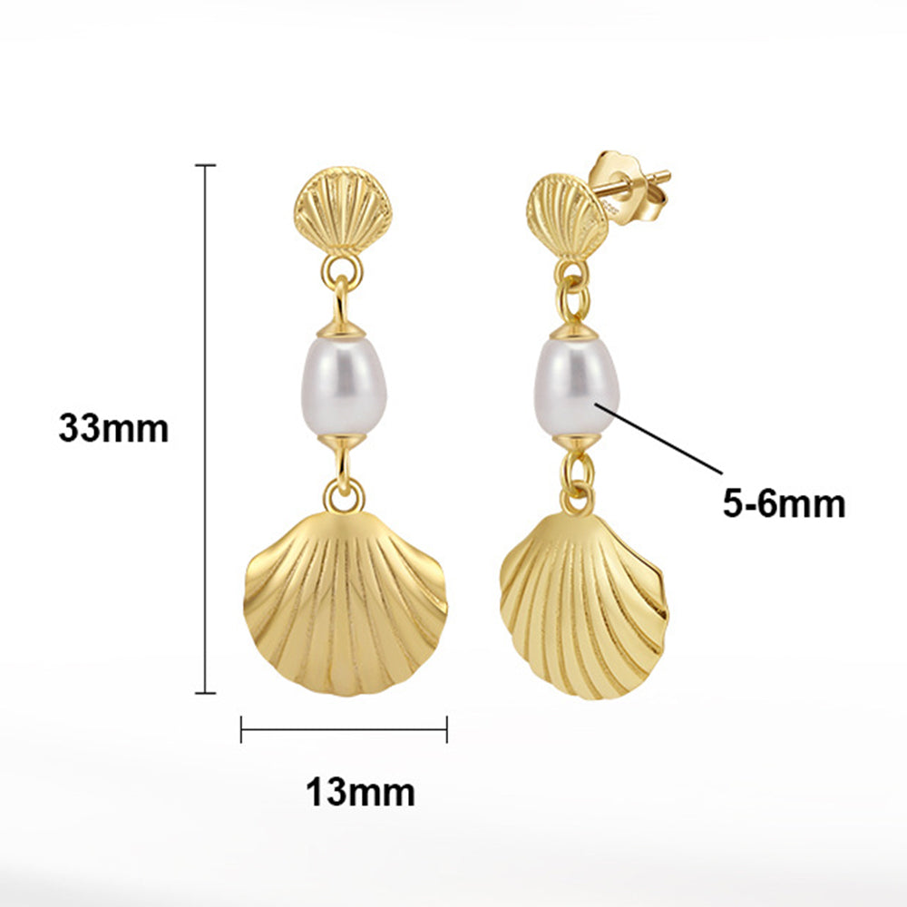 925 Sterling Silver Natural Pearl Earrings Fashion Jewelry Gift for Women Girl