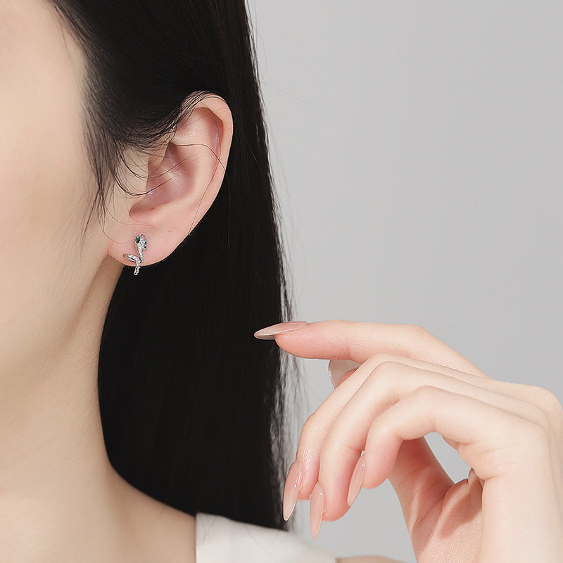 925 Sterling Silver Snake Screw Back Stud Earrings