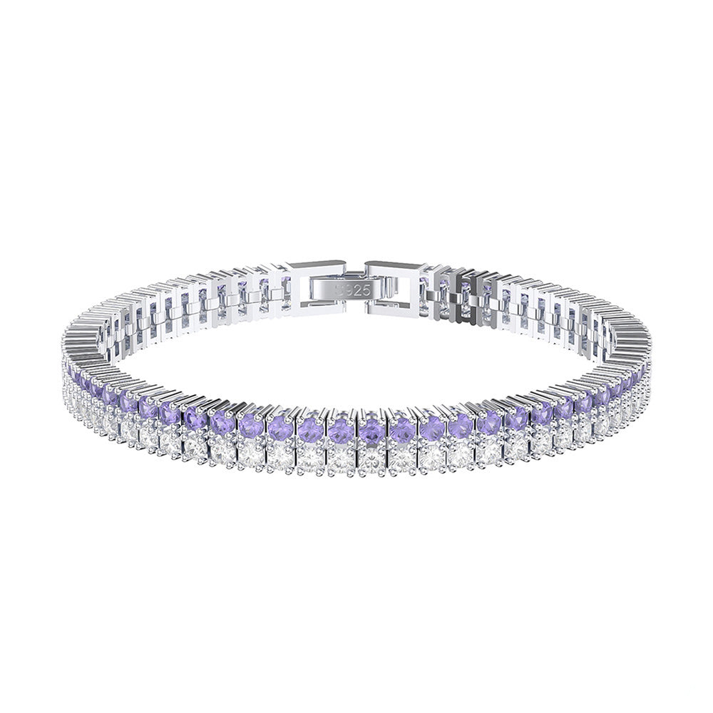 925 Sterling Silver 2mm Tennis Double Layer Bracelet