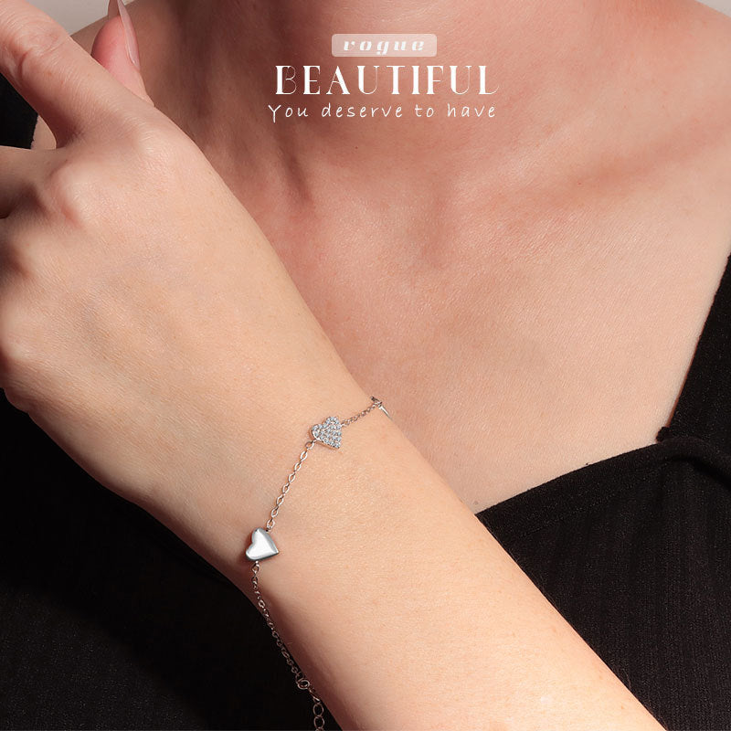 925 Sterling Silver Fashion Heart Bracelet
