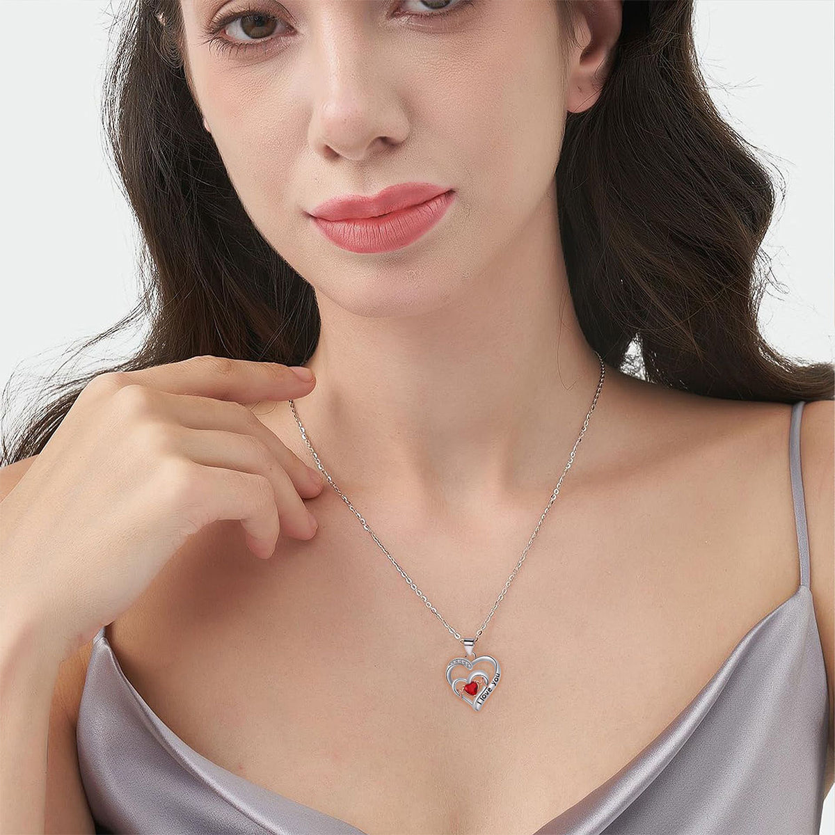 Copper With Silver/Rosegold Plated Heart Pendant Necklace