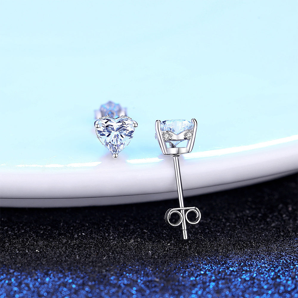 925 Sterling Silver Heart Earrings Fashion Jewelry Gift for Women Girls