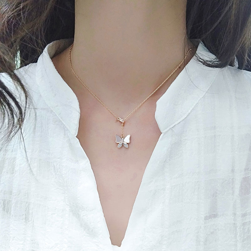 925 Sterling Silver Fashion Butterfly Pendant Necklace
