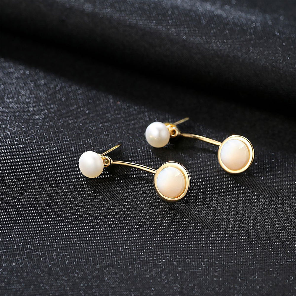 925 Sterling Silver Natural Pearl Drop Earrings Fashion Jewelry Gift for Women Girls