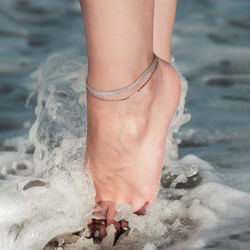 925 Sterling Silver Tennis Anklet