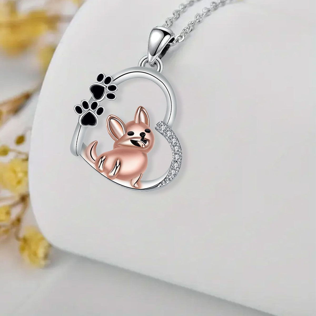 Copper With Silver/Rosegold Plated Heart Pendant Necklace
