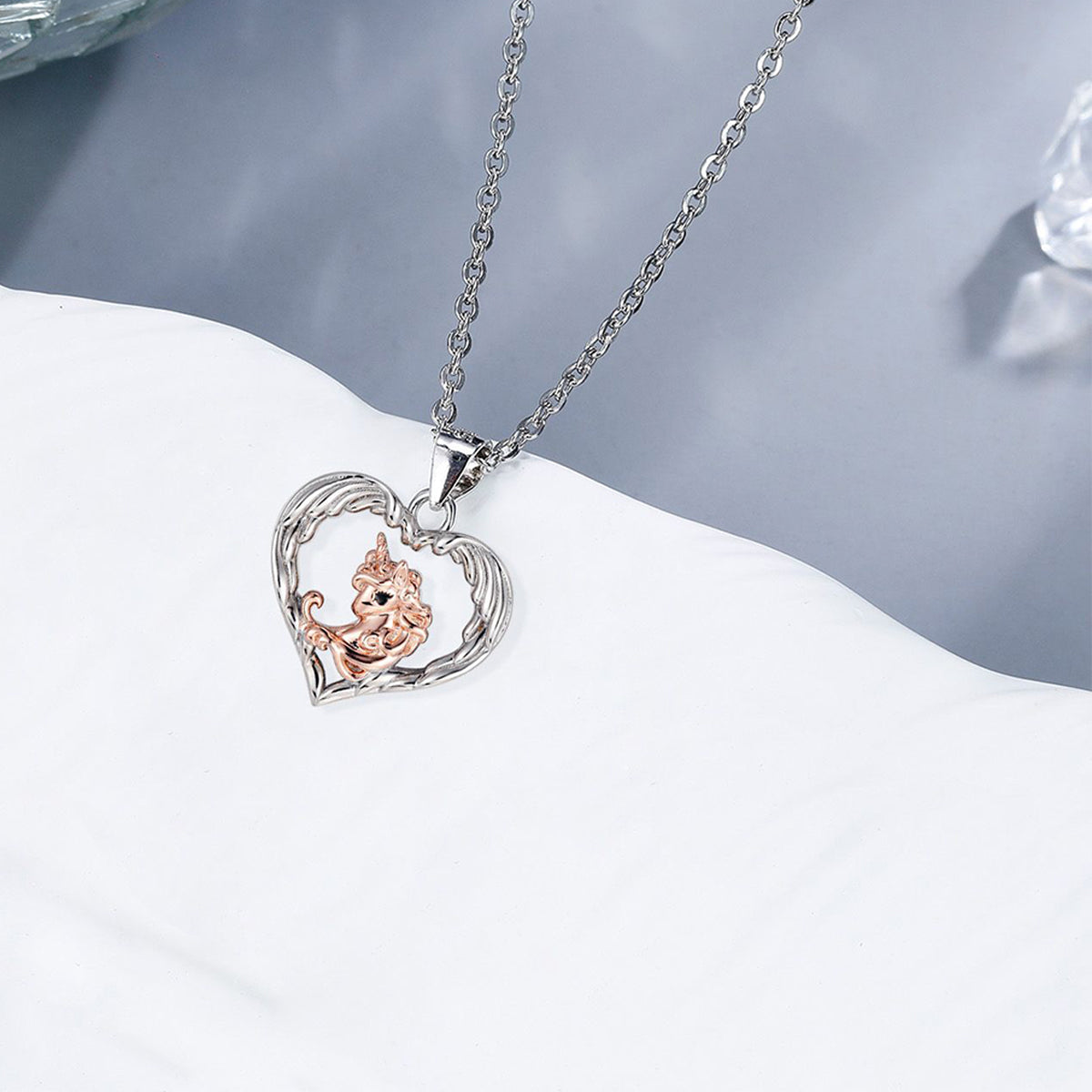 Copper With Silver/Rosegold Plated Heart Pendant Necklace