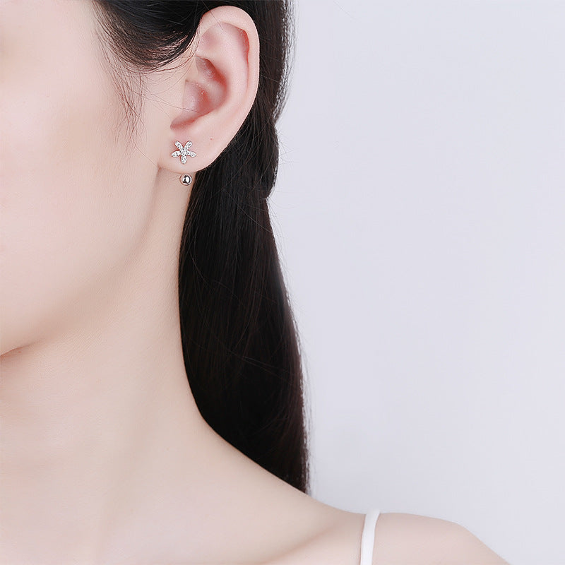 925 Sterling Silver Flower Screw Back Stud Earrings