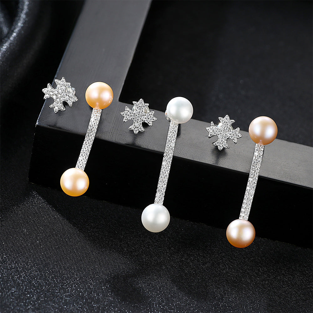 Pendientes colgantes de perla natural de plata de ley 925, joyería de moda, regalo para mujeres y niñas.