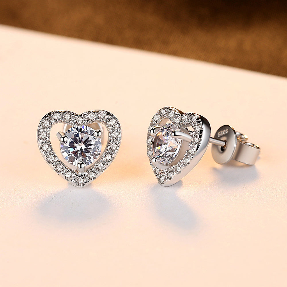 925 Sterling Silver Heart Earrings Fashion Jewelry Gift for Women Girls