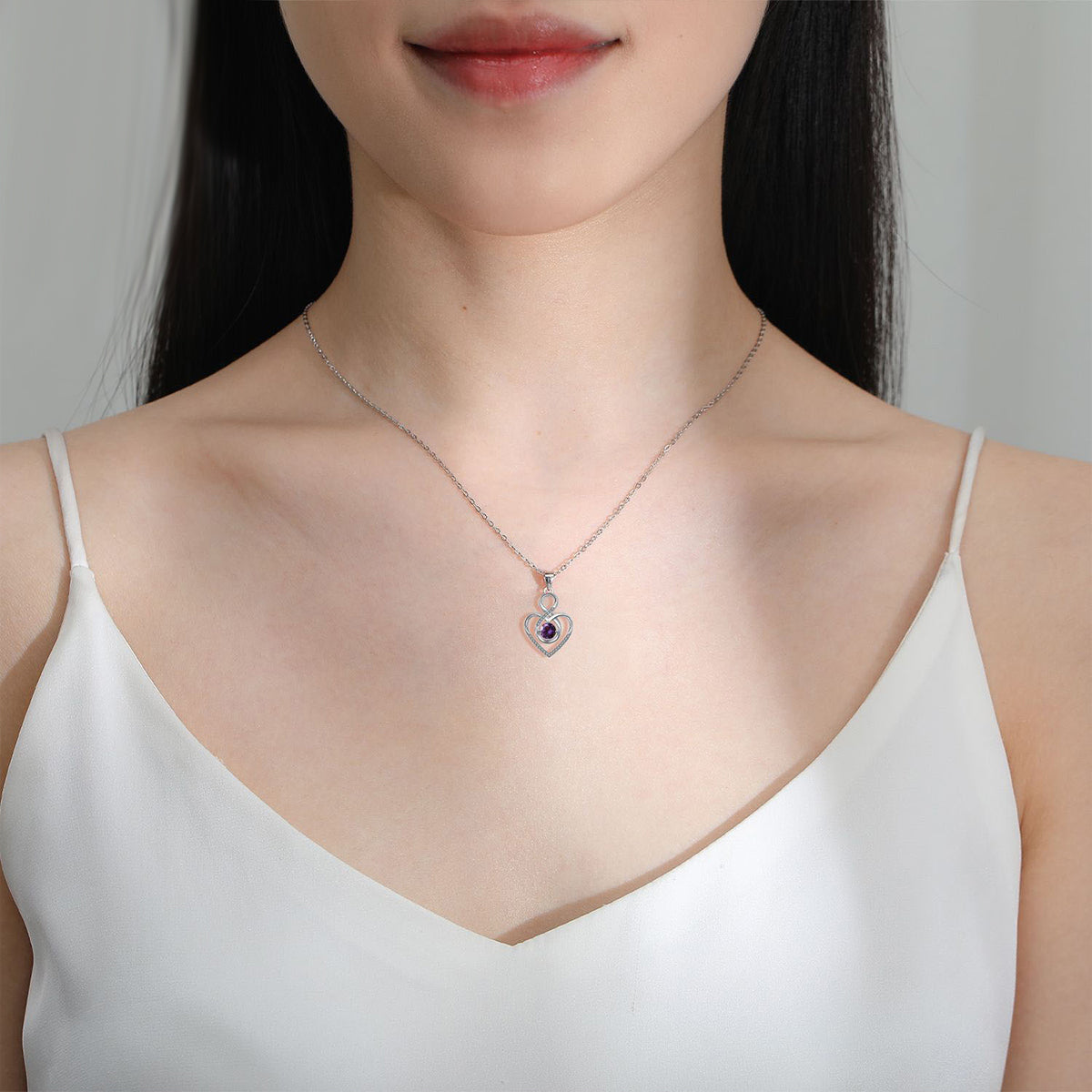 Copper With Silver Plated Heart Infinity Pendant Necklace