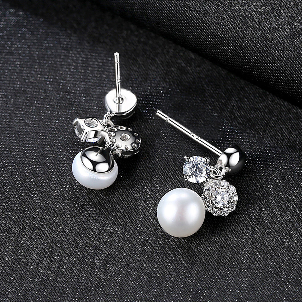 925 Sterling Silver Natural Pearl Drop Earrings Fashion Jewelry Gift for Women Girls