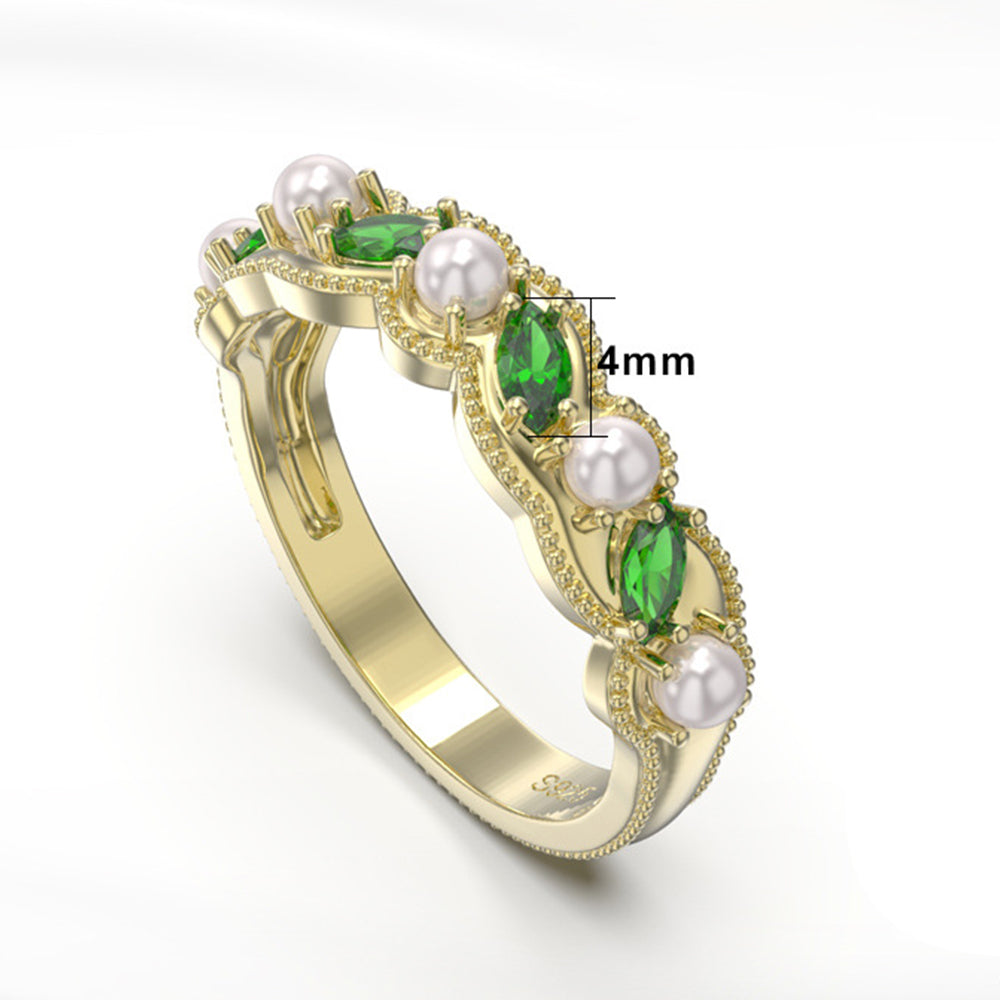 925 Sterling Silver Natural Pearl Ring Fashion Jewelry Gift for Women Girls