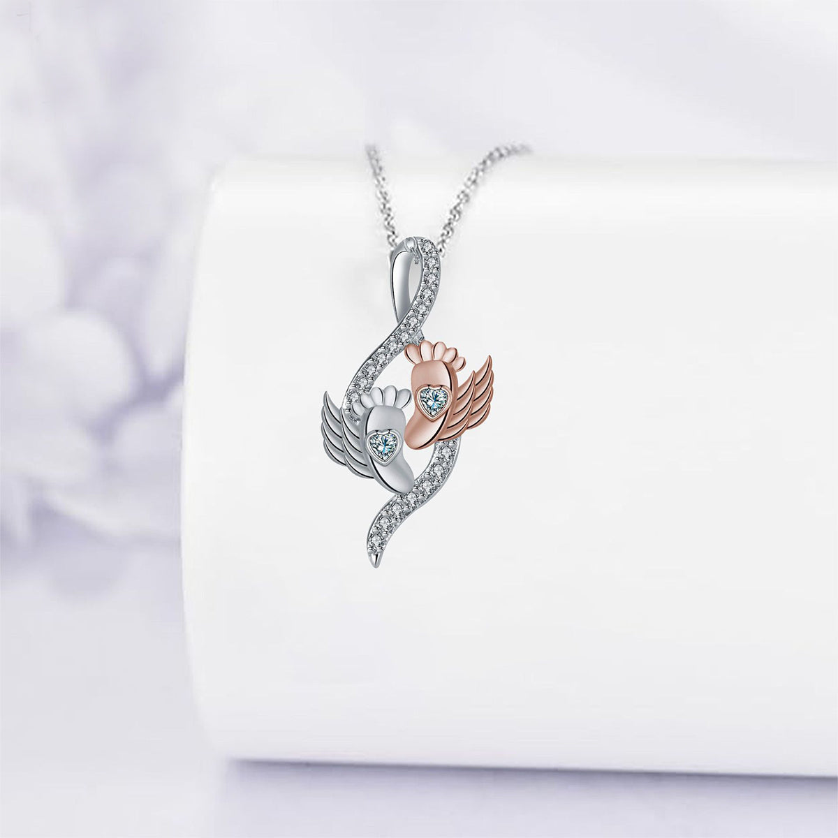 Copper With Silver/Rosegold Plated Wings Pendant Necklace