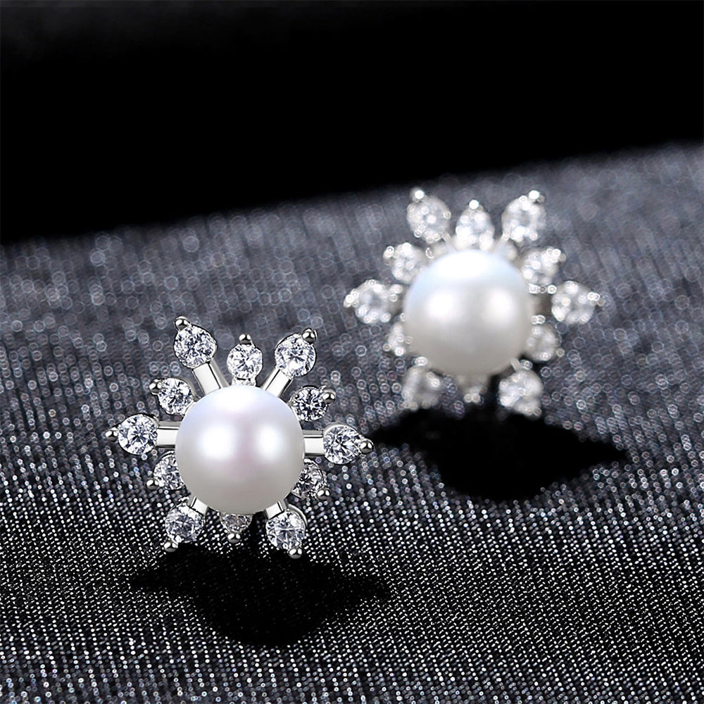 925 Sterling Silver Natural Pearl Drop Earrings Fashion Jewelry Gift for Women Girls