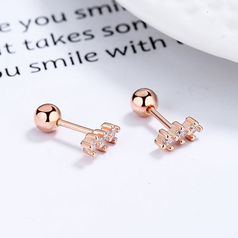 925 Sterling Silver Wave Screw Back Stud Earrings