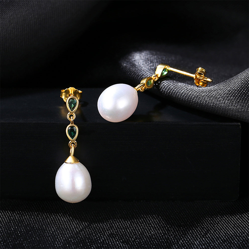 Pendientes colgantes de perla natural de plata de ley 925, joyería de moda, regalo para mujeres y niñas.