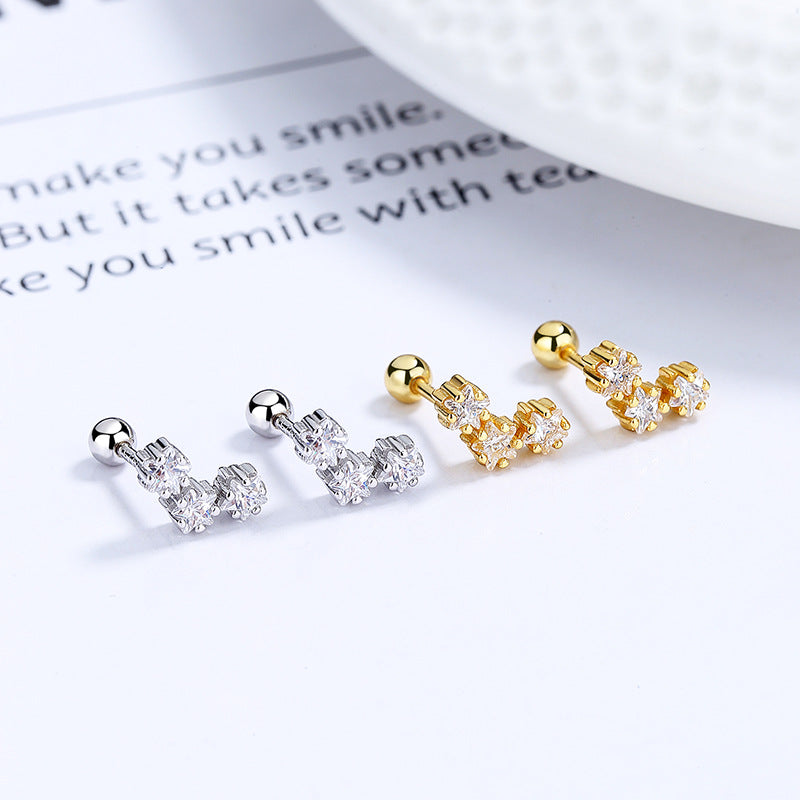 925 Sterling Silver Screw Back Stud Earrings