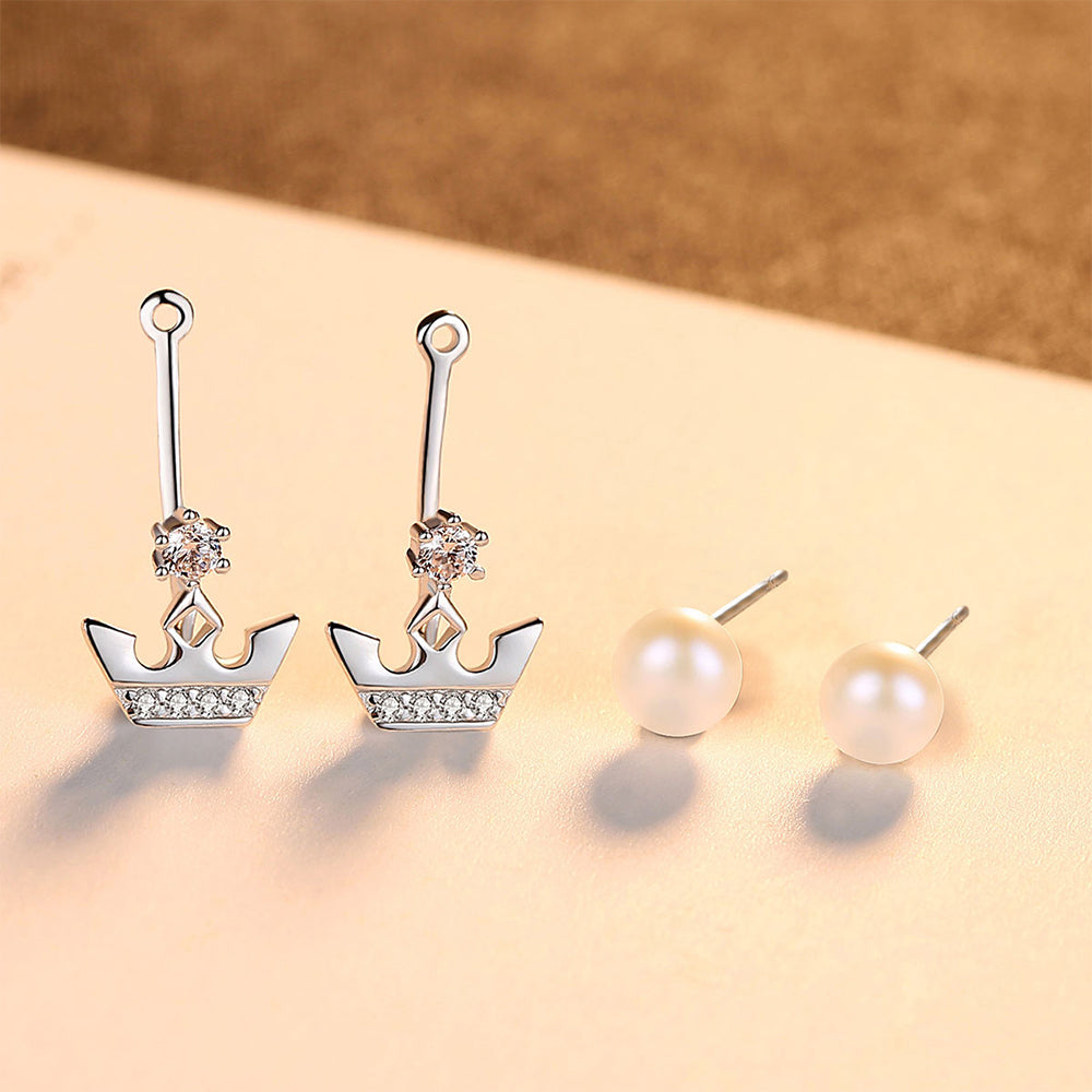 925 Sterling Silver Natural Pearl Drop Earrings Fashion Jewelry Gift for Women Girls