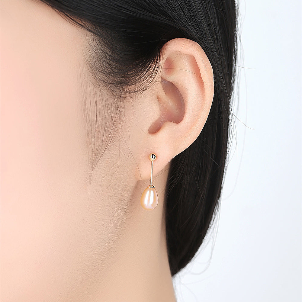 925 Sterling Silver Natural Pearl Drop Earrings Fashion Jewelry Gift for Women Girls