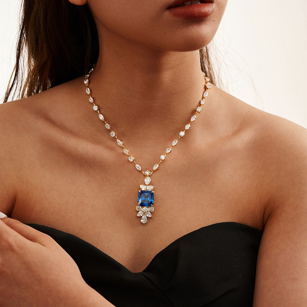 925 Sterling Silver Zircon Pendant Necklace