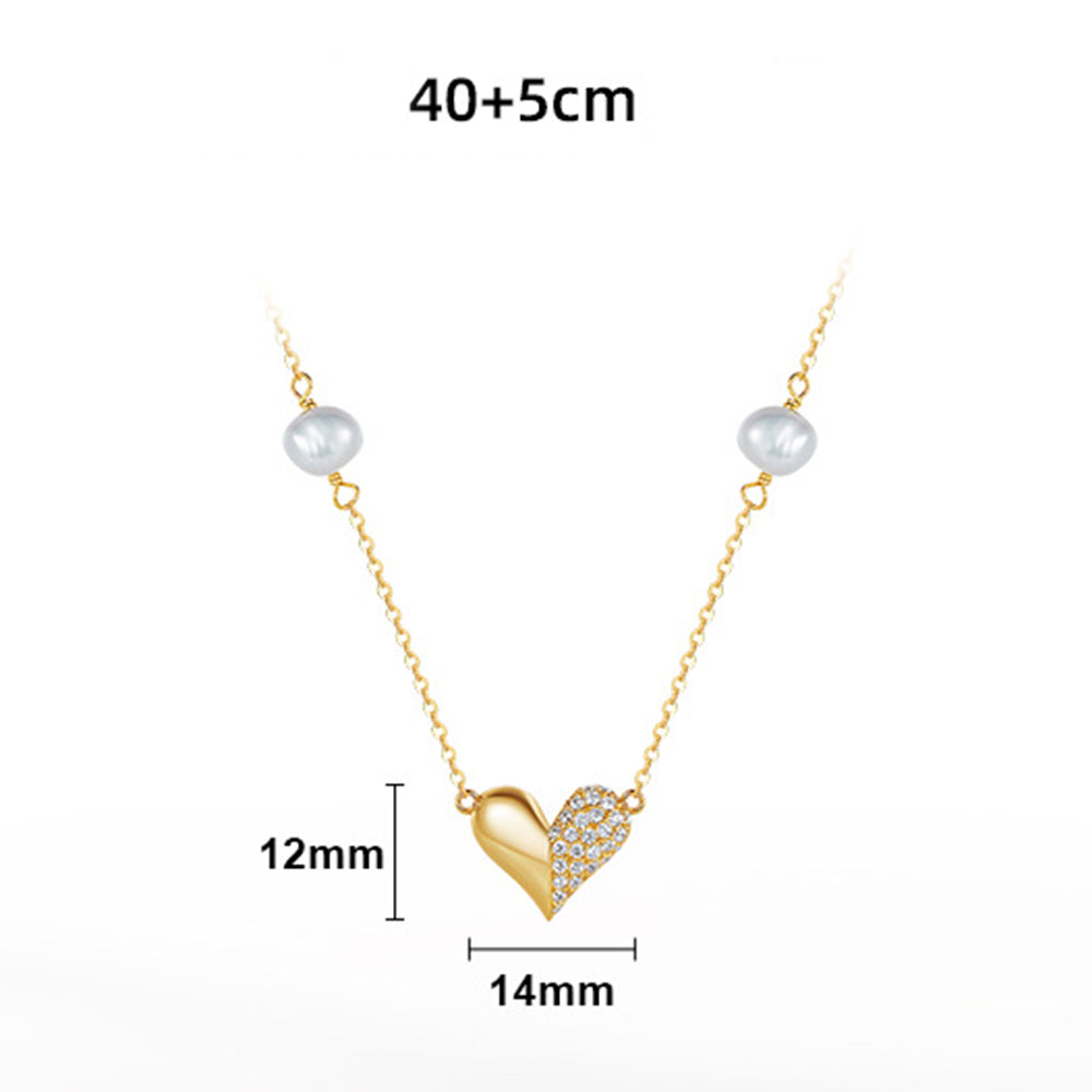 925 Sterling Silver Natural Pearl Necklace Fashion Jewelry Gift for Women Girls