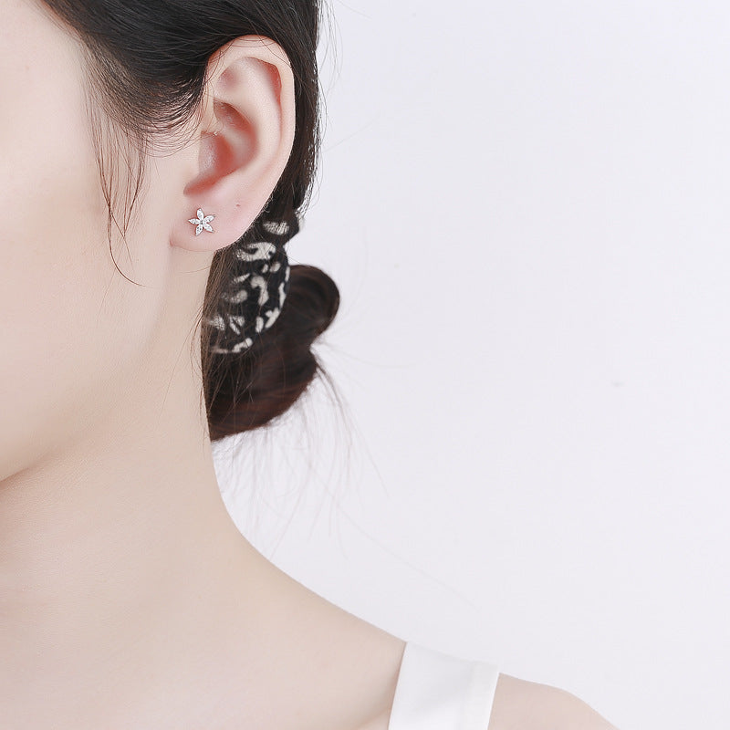 925 Sterling Silver Star Screw Back Stud Earrings