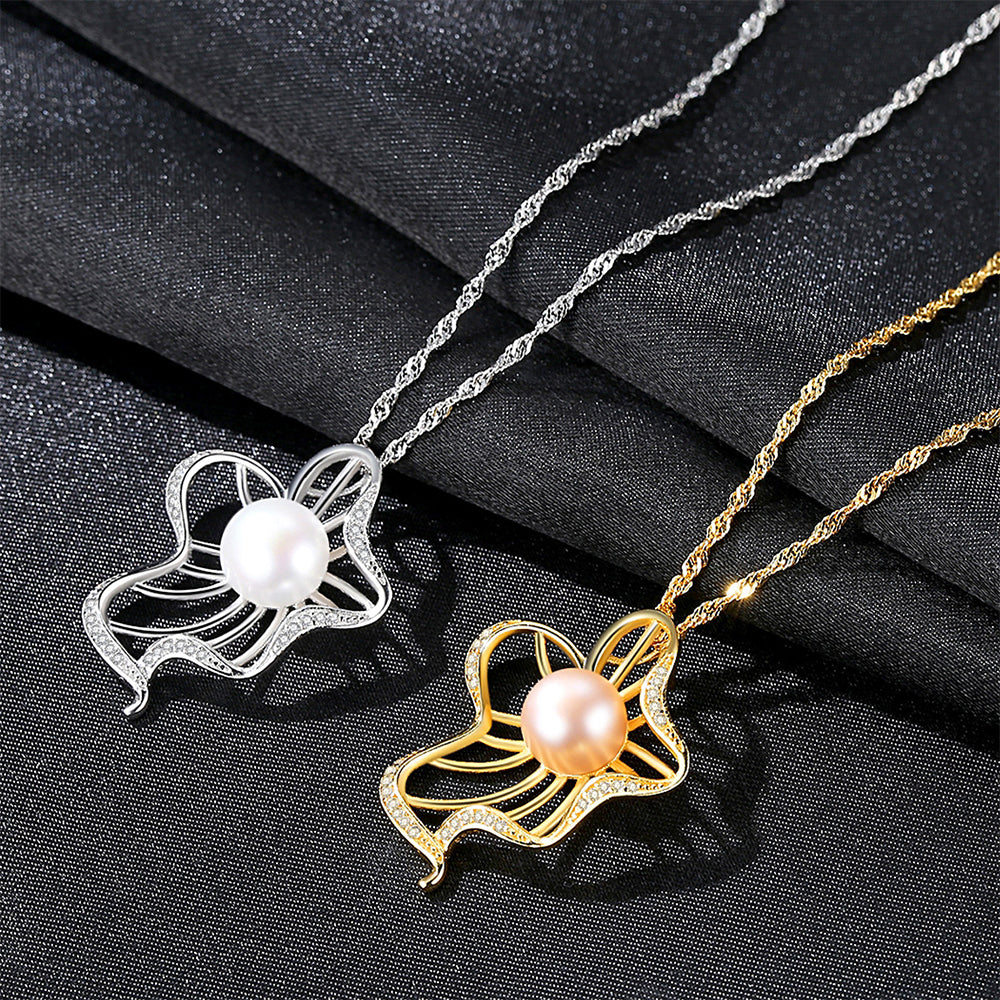 925 Sterling Silver Natural Pearl Drop Necklace Fashion Jewelry Gift for Women Girls