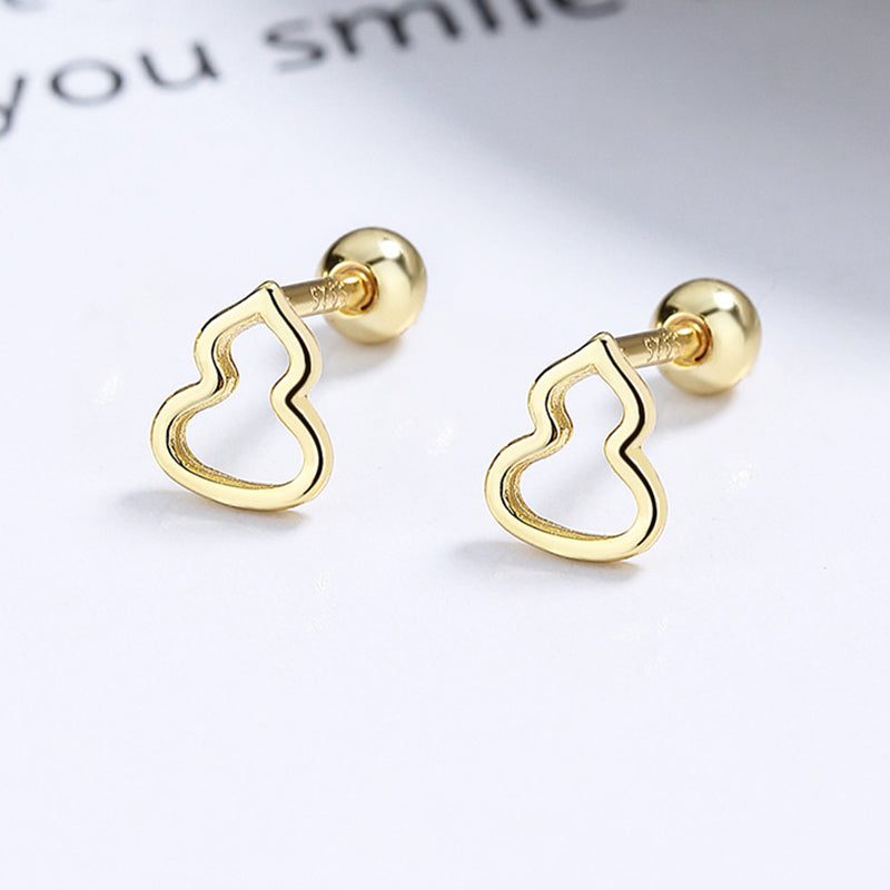 925 Sterling Silver Calabash Screw Back Stud Earrings