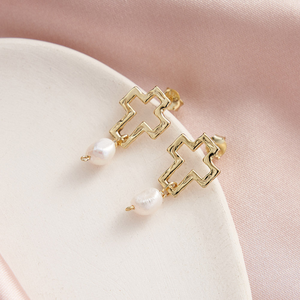 Pendientes de perlas naturales de plata de ley 925, joyería de moda, regalo para mujeres y niñas.