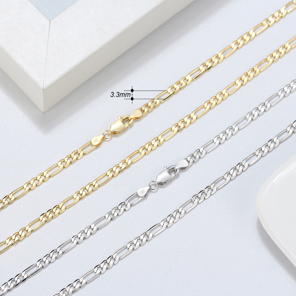 925 Sterling Silver Figaro Chain 1.7mm 3.3mm 4.0mm 5.0mm 6.5mm 7.1mm