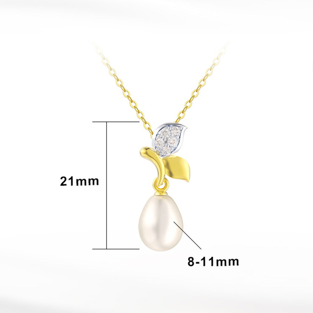 925 Sterling Silver Natural Pearl Necklace Fashion Jewelry Gift for Women Girls