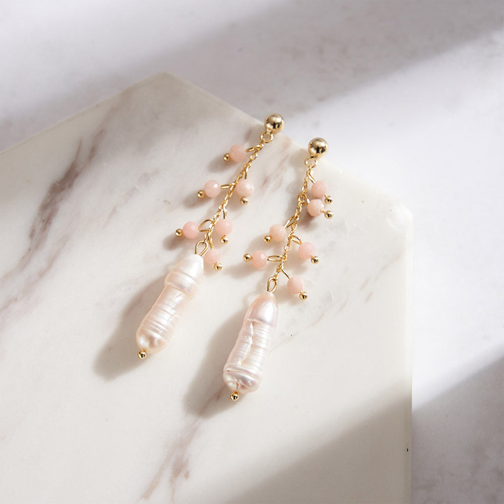 925 Sterling Silver Natural Pearl Earrings Fashion Jewelry Gift for Women Girl