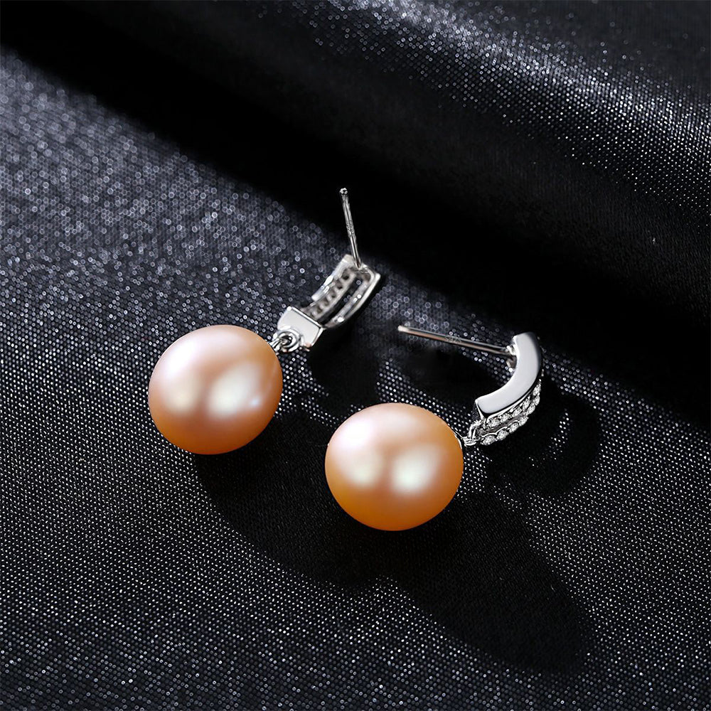 925 Sterling Silver Natural Pearl Drop Earrings Fashion Jewelry Gift for Women Girls