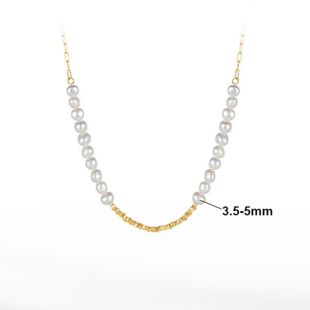 925 Sterling Silver Natural Pearl Necklace Fashion Jewelry Gift for Women Girls