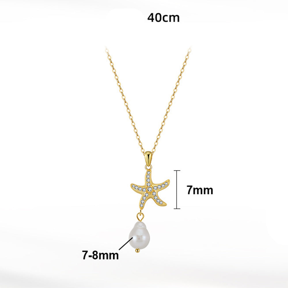 925 Sterling Silver Natural Pearl Necklace Fashion Jewelry Gift for Women Girls